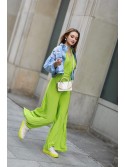 Elegant jumpsuit with wide legs and a tied top, lime 44610 - Online store - Boutique